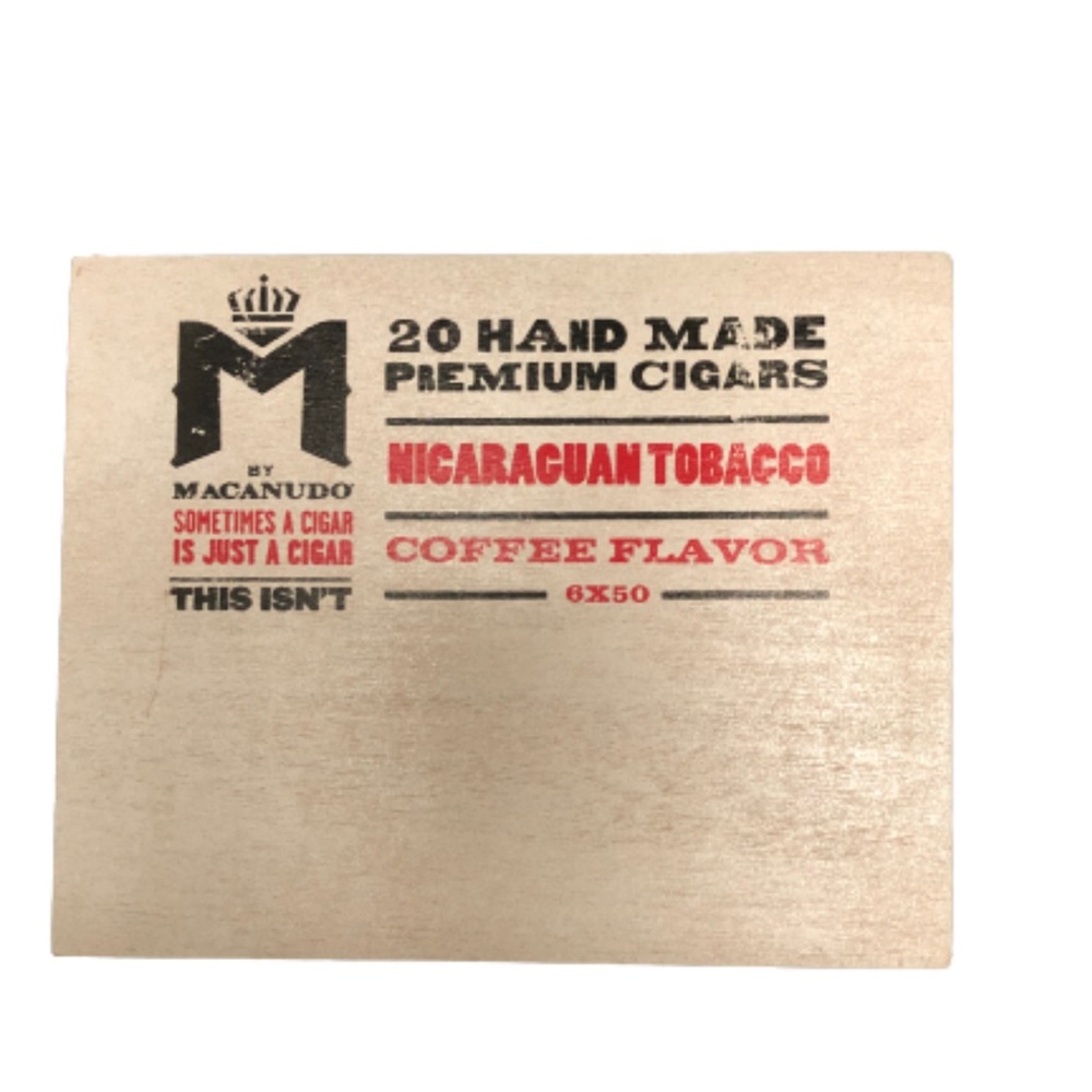 M by Macanudo Cigar Box Empty Wooden Coffee flavor stash white Toro White